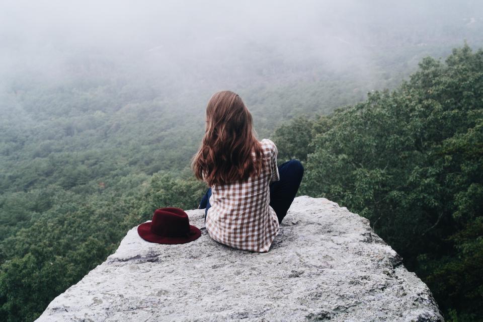 woman on a rock